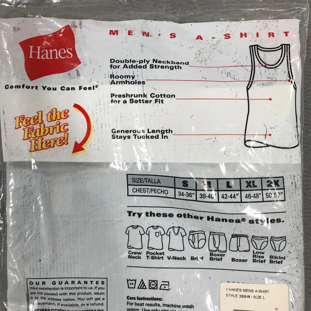 Hanes A-Shirt Ribbed Tank Men's Large Blue New Vintage 2000 Cotton Blend